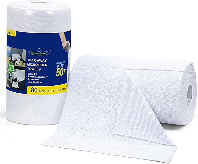 Greenfound Microfiber Cleaning Cloth Roll -80 Pack, Tear Away Towels, Reusable by Greenfound