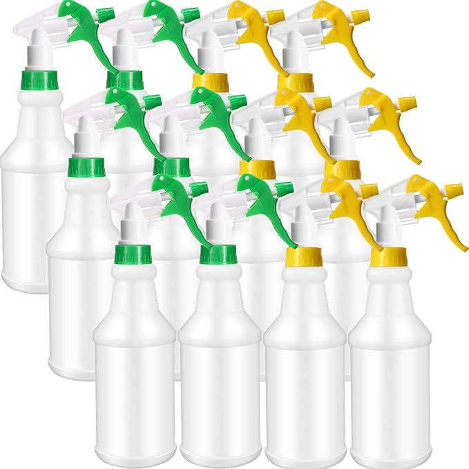 Eccliy 12 Pcs 16 Oz Plastic Spray Bottle, Adjustable Empty Reusable Sprayer by Eccliy