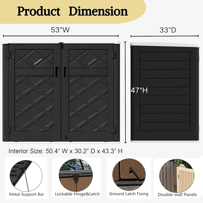 ZZM Large Outdoor Storage Shed, 48 Cu Ft Resin Versatile Storage Cabinet - Image 3