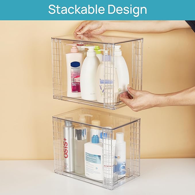 Vtopmart 4 Pack Clear Stackable Storage Drawers, 9.7" High Plastic Organizers - Image 7