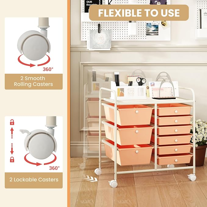 GOFLAME 9-Drawer Rolling Storage Cart, Mobile Utility Cart - Image 6
