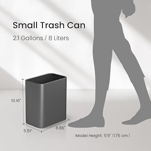 Cesun Small Bathroom Trash Can, 2.1 Gallons, Stainless Steel, Home Office - Image 8