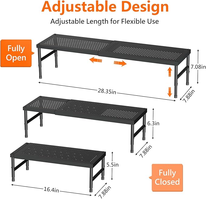 Expandable adjustable stackable kitchen organizer, Spice Racks, Counter Shelf - Image 2