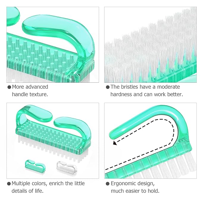 Handle Grip Nail Brush, Hand Fingernail Brush Cleaner Scrubbing Kit Pedicure - Image 5