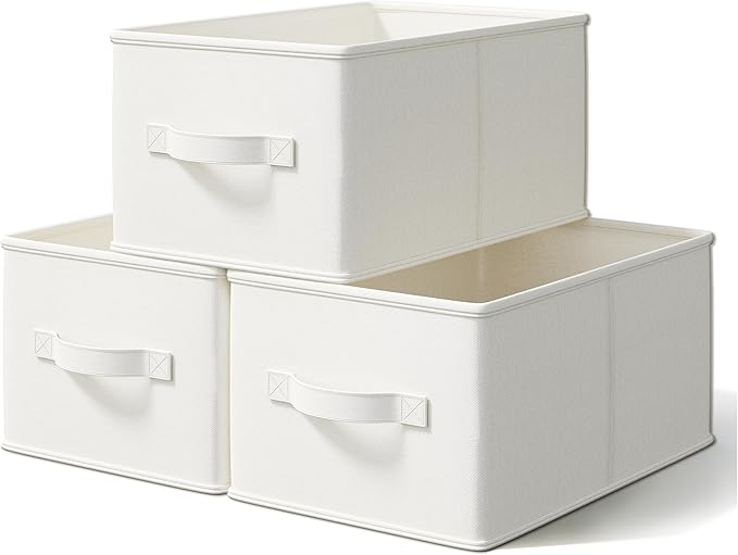 3 Pack Fabric Storage Bins for Shelves | 11.5x8.75x6.5in Storage Baskets | by LaySpace-YourRoomOrganizer
