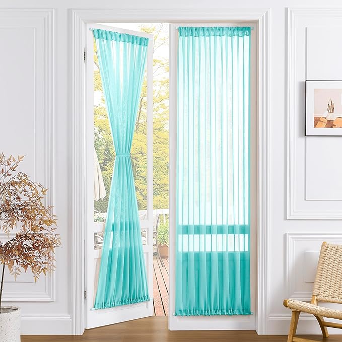 Tollpiz Sheer Door Curtain Closet Linen Textured Curtain Sheers Doorway Light by Tollpiz