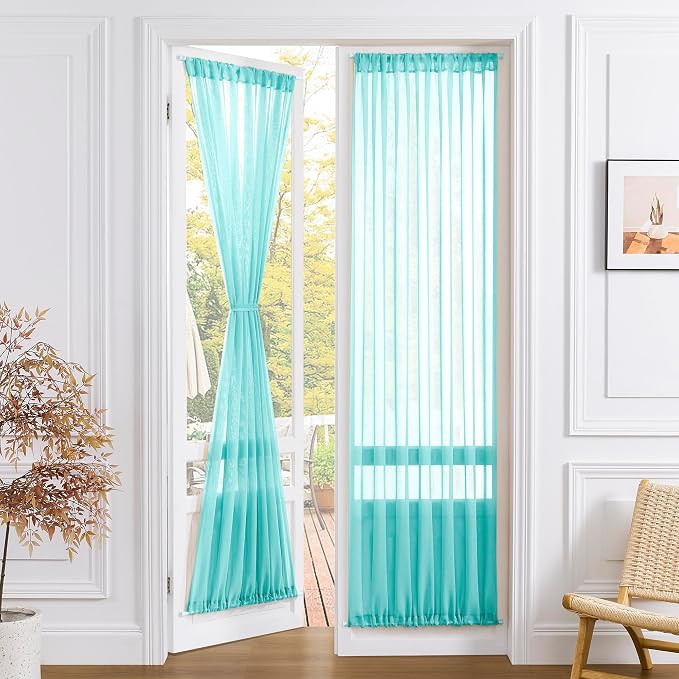 Tollpiz Sheer Door Curtains Closet Linen Textured Curtains Sheer Doorway Light by Tollpiz
