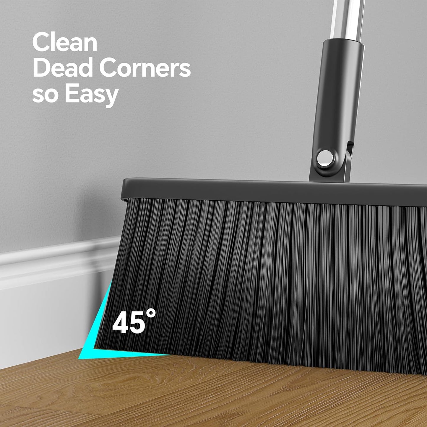 Broom and Dustpan Set, 52" Long Handle Standing Broom with Dustpan Combo Set with Dust Pan Teeth to Clean Pet Hair, Easy Sweeping Suitable for Home Kitchen Office Lobby