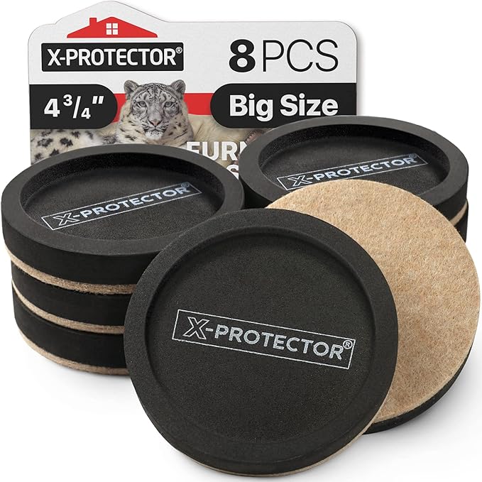Felt Furniture Sliders for Hardwood Floors X-PROTECTOR 8 PCS 4 3/4” by X-Protector