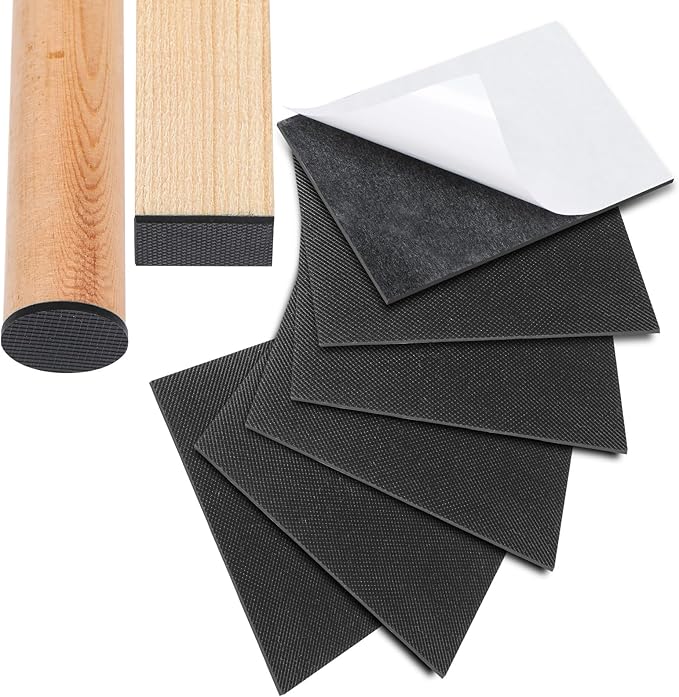 CHUNZEXI Non Slip Furniture Pads 6 PCS 5" x 4", Self Stick Rubber Grippers by CHUNZEXI