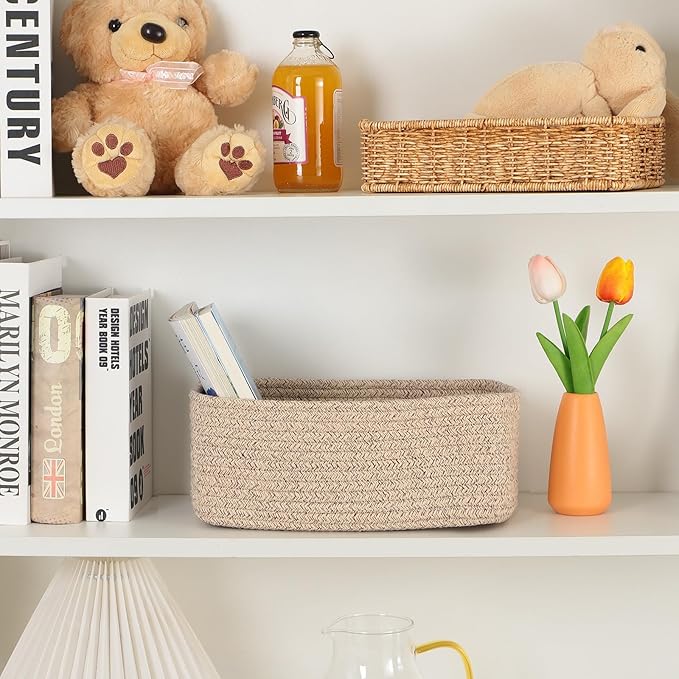 Small Storage Baskets for Organizing | Closet Organizer Bins | Shelf Toy Basket - Image 6