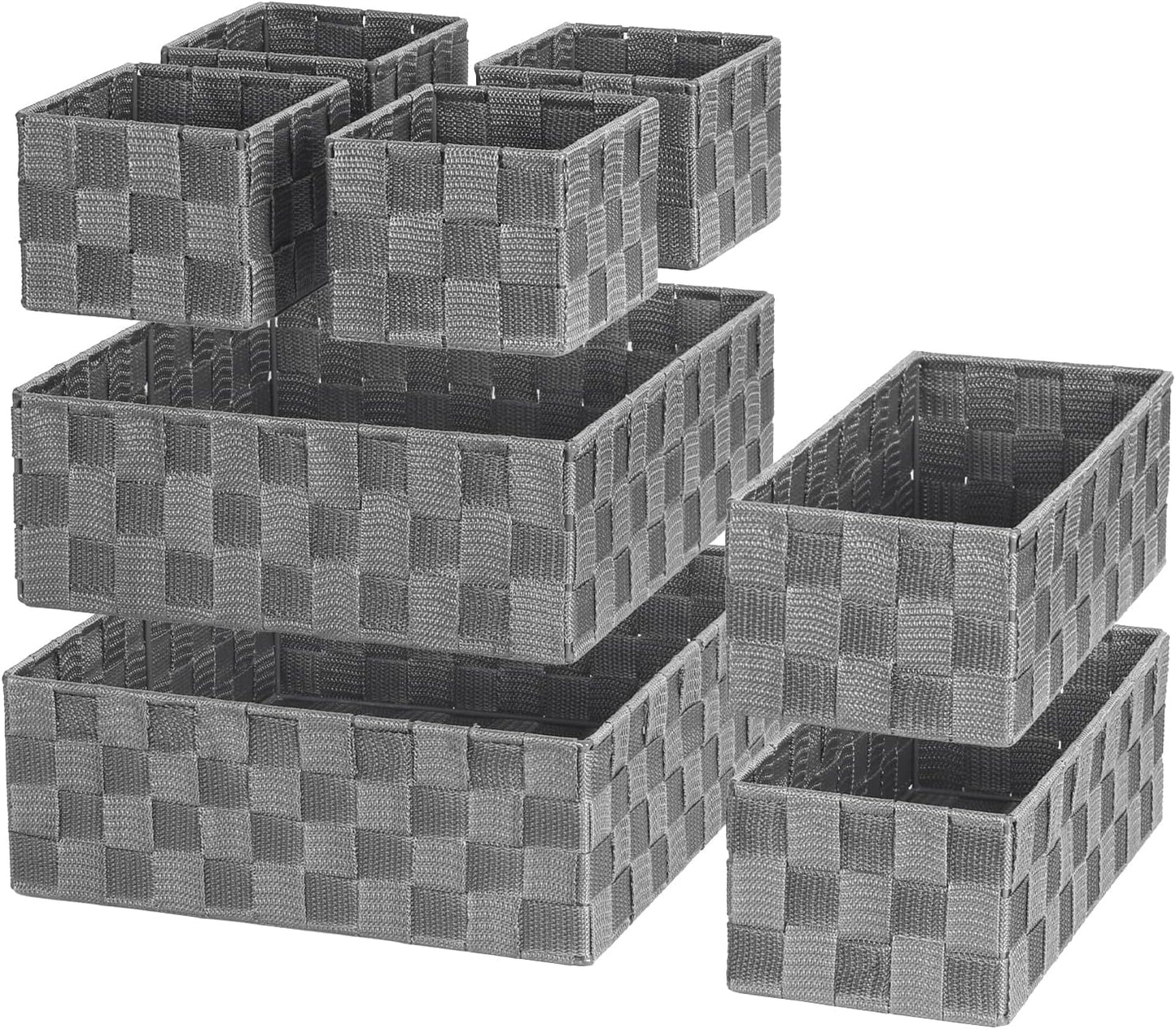Posprica Woven Baskets, Storage Baskets for Organizing (Set of 8), Cube Baskets Bin Container Matching Storage Boxes Organizers for Pantry, Office, Shelves, Media-room