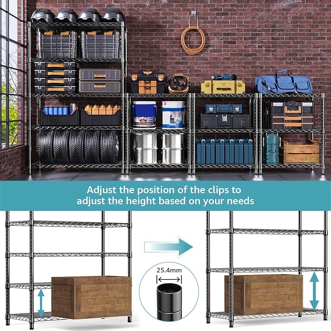 4080 lbs Steel Storage Shelving 6-Tier Utility Shelving Unit Steel Organizer - Image 4