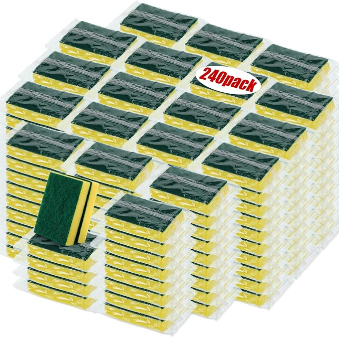 Tanlade 240 Pcs Individually Wrapped Sponge Dishwashing Sponge Bulk Non Scratch by Tanlade