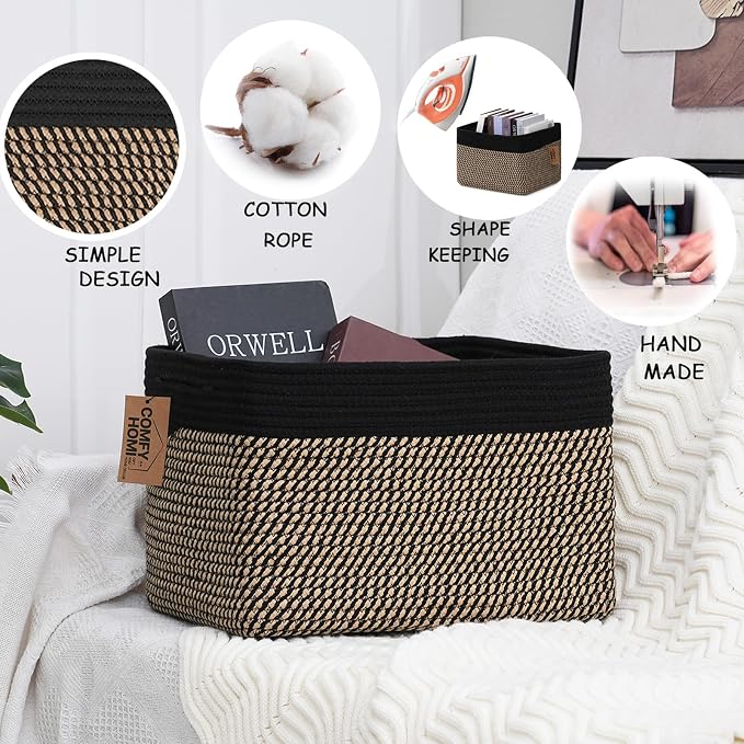 COMFY-HOMI 3PACK Cotton Rope Square Basket - Image 5