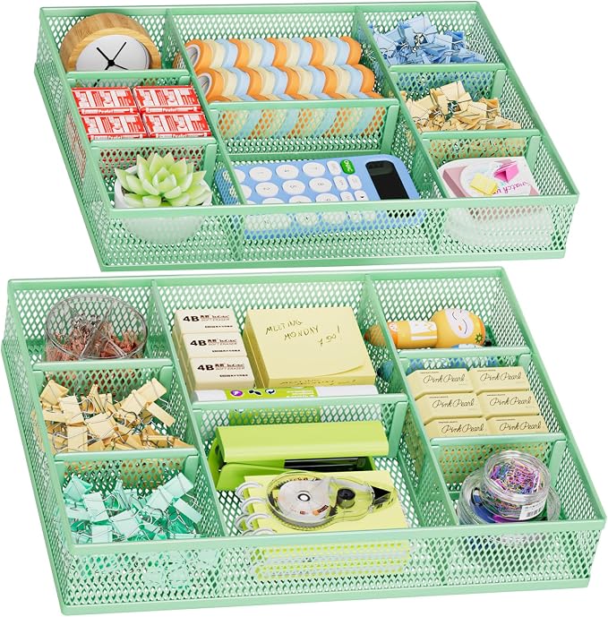 Marbrasse 2 Pack Desk Drawer Organizer, Mesh Drawer Organizer Tray by Marbrasse