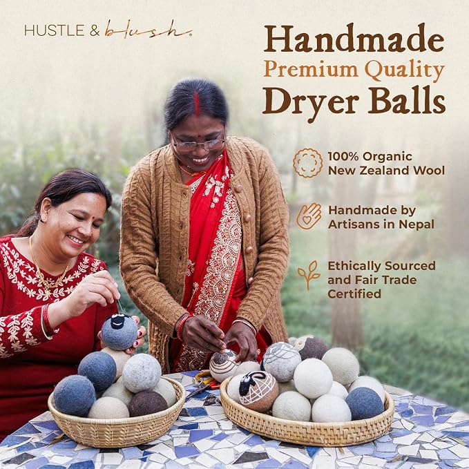 Fluff Ewes Wool Dryer Balls 6 Pack Premium New Zealand Wool Laundry Balls - Image 3