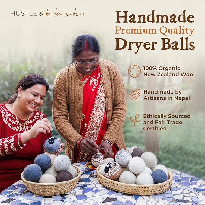Fluff Ewes Wool Dryer Balls 6 Pack Premium New Zealand Wool Laundry Balls - Image 3