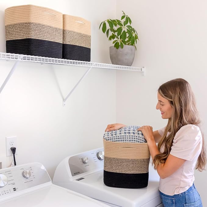 NaturalCozy Storage Cubes 11 Inch Cotton Rope Woven Baskets - Image 7