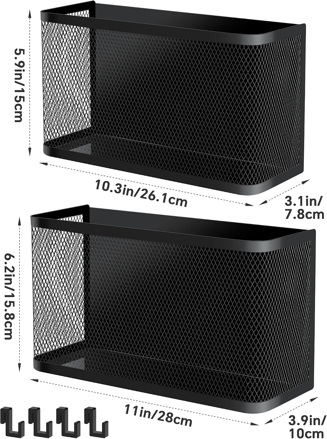 Magnetic Storage Basket Set, 2-Pack Dryer Ball Holder | Medium & Small: Attach to Fridge or Any Metal Surface in Seconds, No Hardware Needed