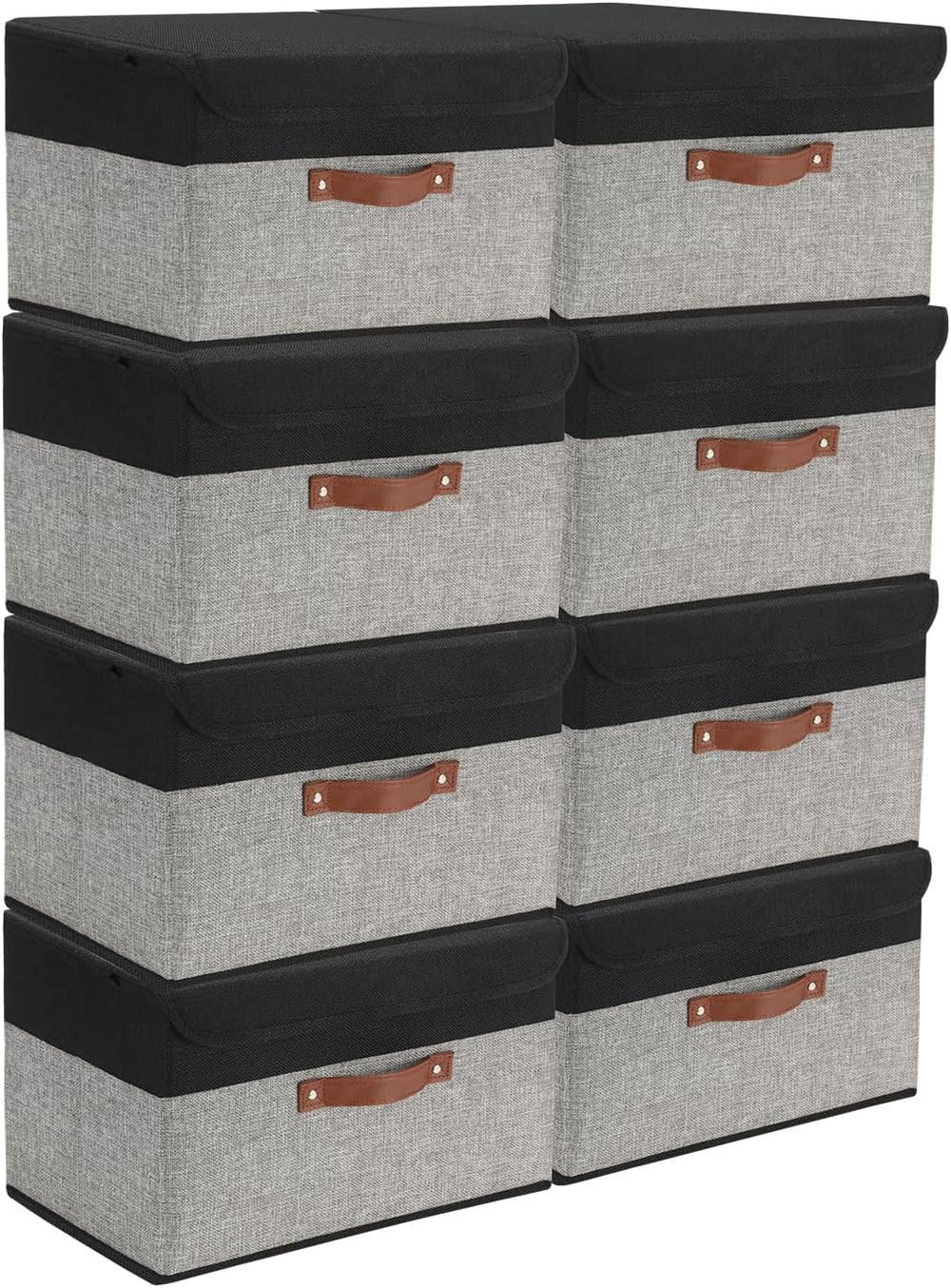 SAMORADREA 8 Pack Linen Foldable Storage Box Containers Fabric Bins with Lids...