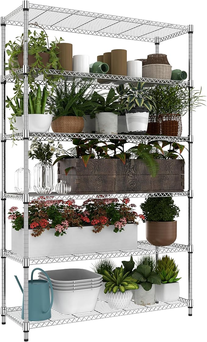 6 Tiers Storage Shelves Load 2100LBS, Metal Shelving Wire Metal Shelving Unit by MEIGAOPLASTICANDMETALHKCOLIMITED