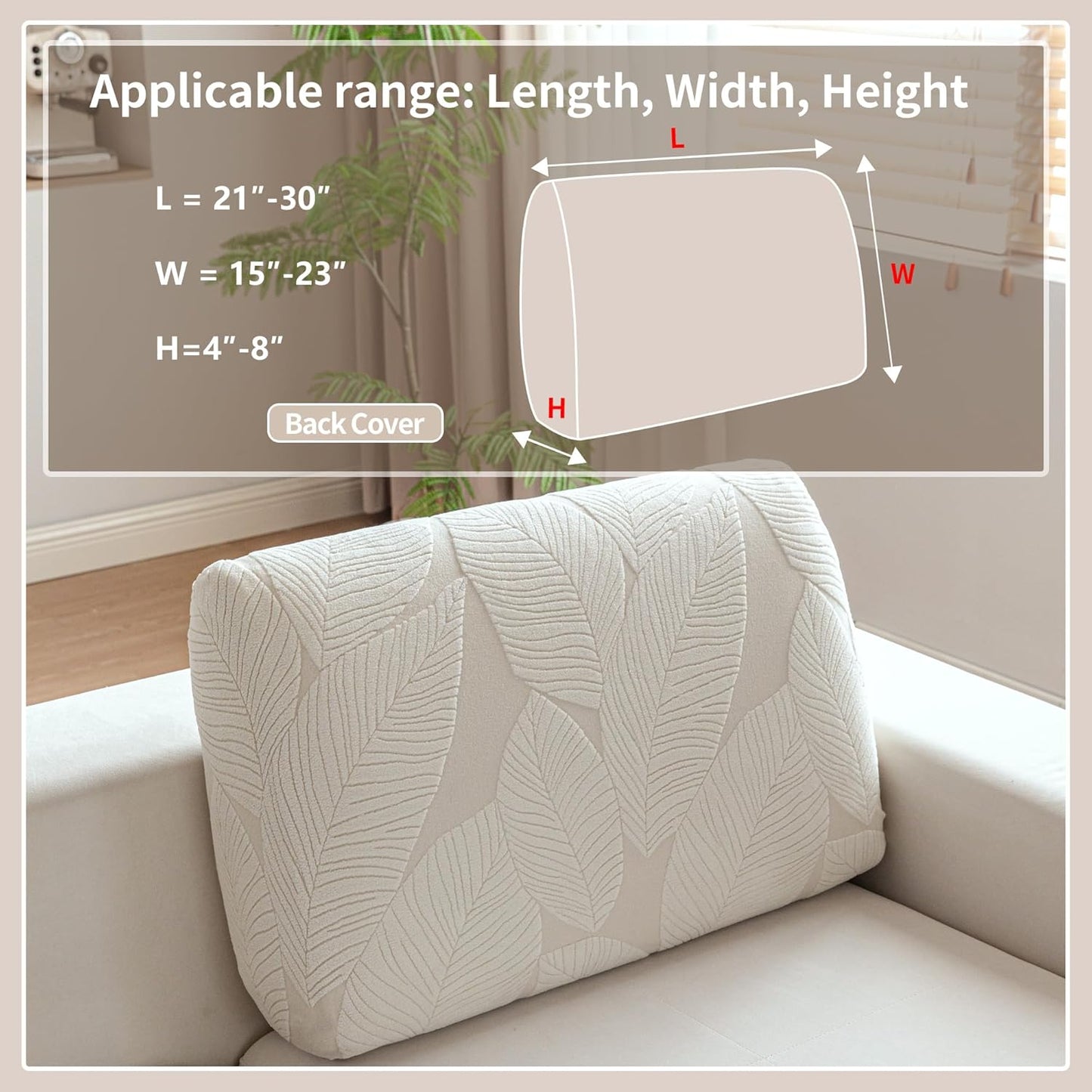 QIANMEW Couch Covers for Sectional Sofa, Washable Stretch Soft Sofa Cushion Covers L Shape Sofa Slipcovers Anti Slip Furniture Decor Protector for Pets (1PC Back Couch Cover,Ivory)