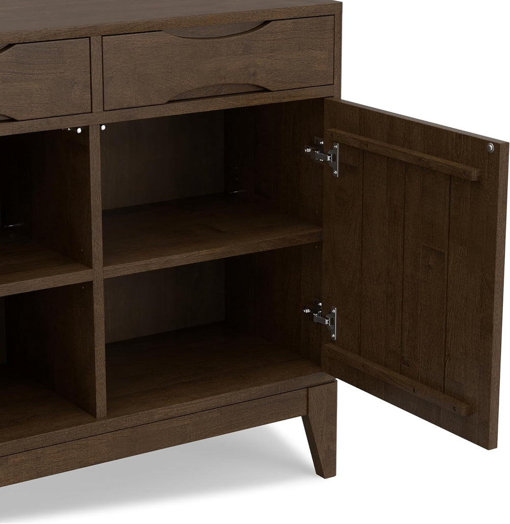 SIMPLIHOME Harper 40" Wide Solid Wood Cabinet in Walnut Brown