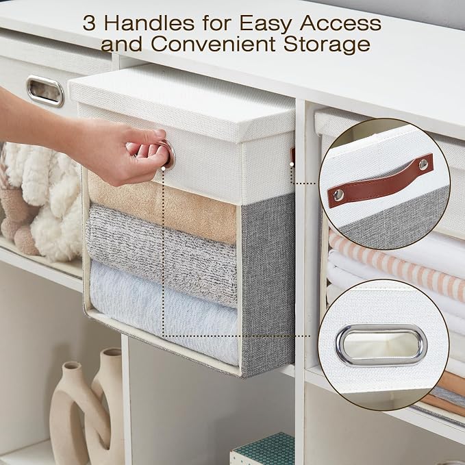 Fabric Storage Cubes with Clear Windows and Lids, Decorative Storage Boxes - Image 4