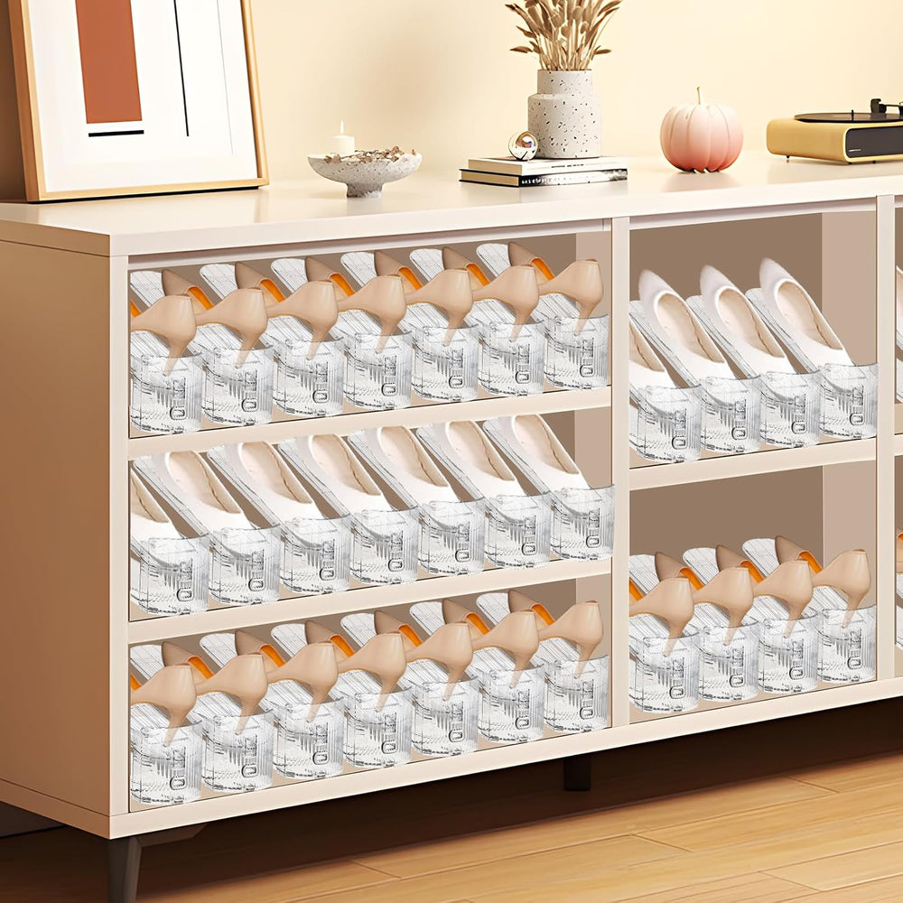 Shoe Slots Organizer,20 PACK Transparent Shoe Stacker Adjustable Shoe Slot Or...