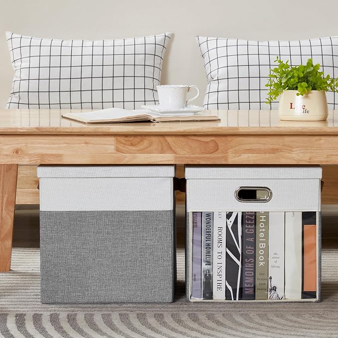 Fabric Storage Cubes with Clear Windows and Lids, Decorative Storage Boxes - Image 8