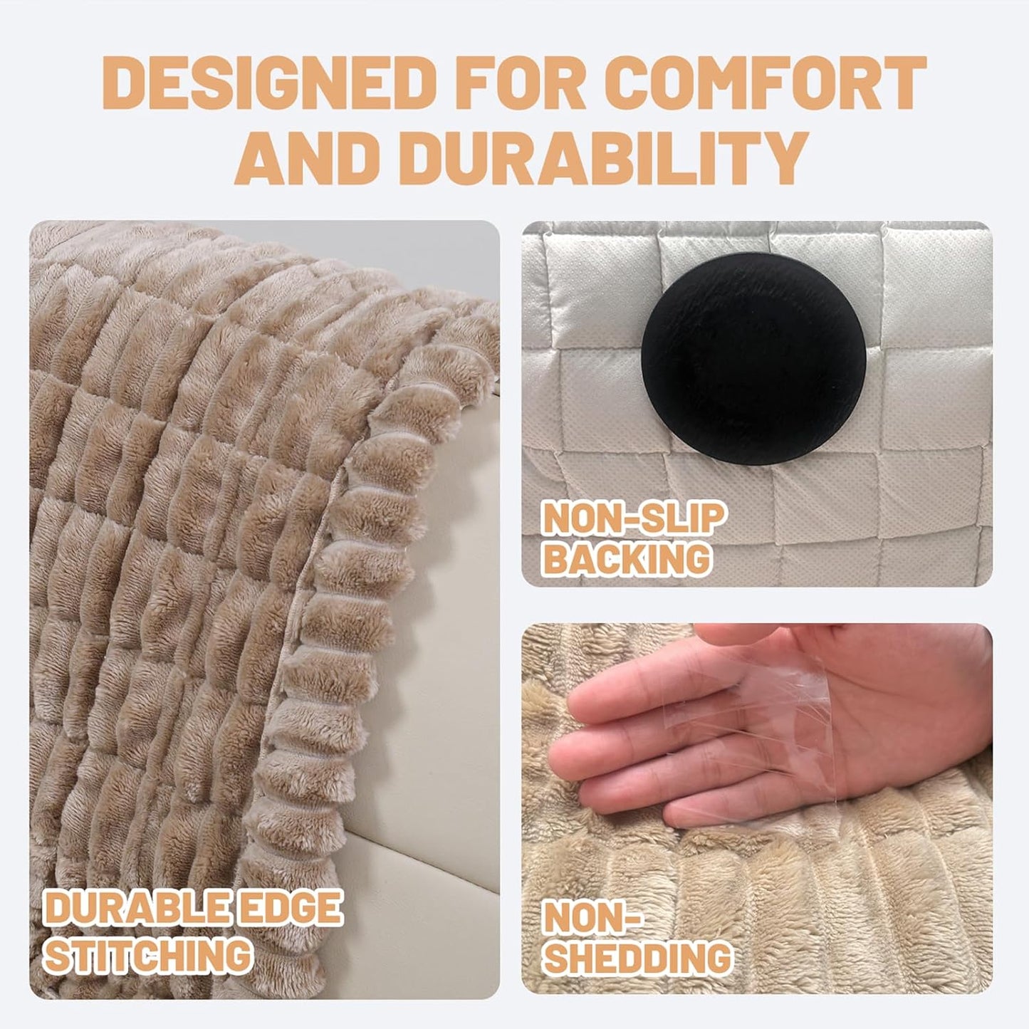 Couch Cover for Dogs Washable,Non Slip Fuzzy Durable Couch Covers for 3 Cushion Sofa Pet Friendly Sofa Cover Dog Thick Soft Slipcovers Protector Couches Mat Bed (Brown, 27.6" x 59"/70 x 150cm)