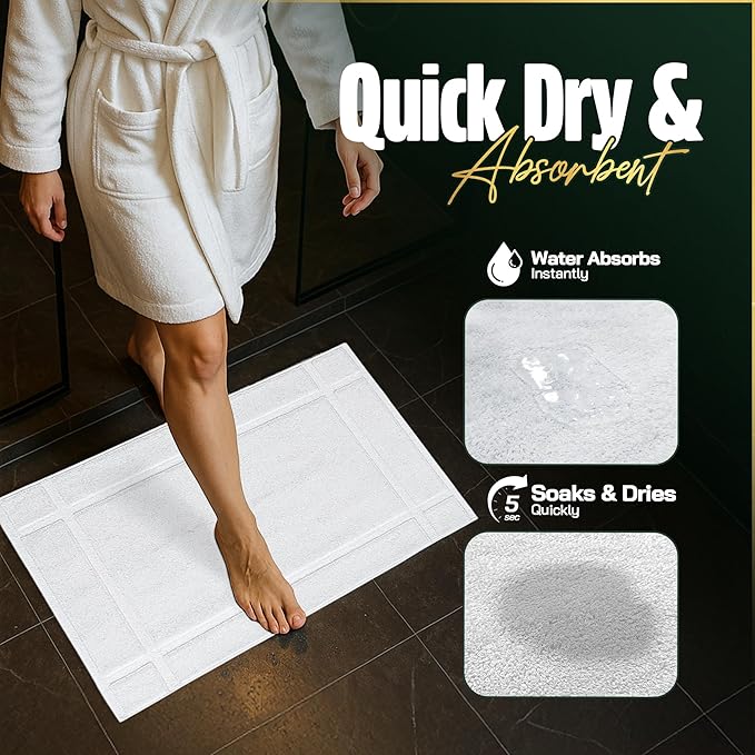 Pearl Linens Pack of 6 100% Cotton Bath Mat 20X30 inches, Soft & Absorbent - Image 4