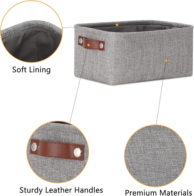 DULLEMELO Small Storage Baskets 11.8"x7.9"x5.1", Fabric Storage Bins - Image 3