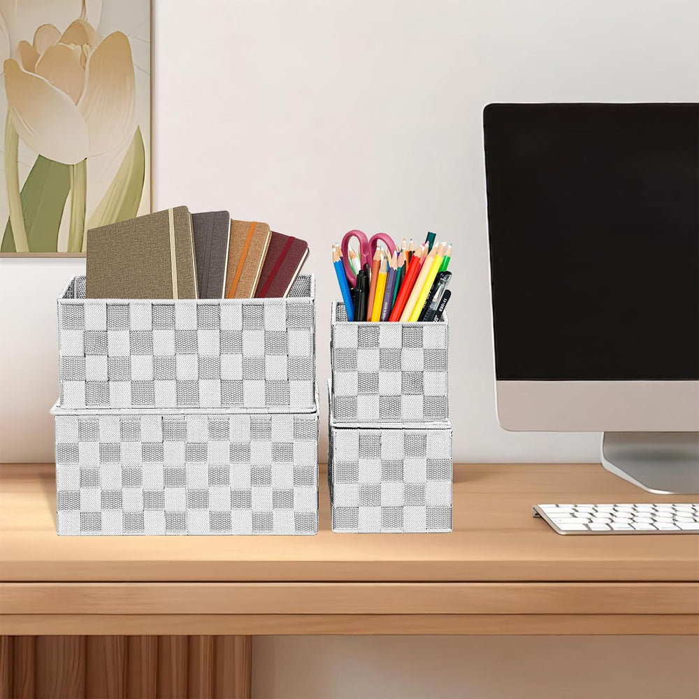 Woven Polypropylene Basket Set of 8, Woven Storage Basket, Woven Strap Basket...