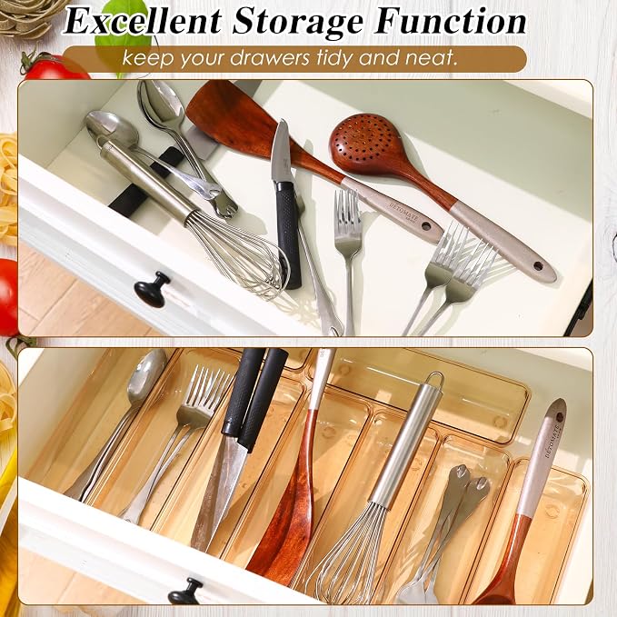 Maitys 12 Pcs Vanity Drawer Organizer 9 x 3 x 2 Inches Clear Plastic Utensil - Image 5