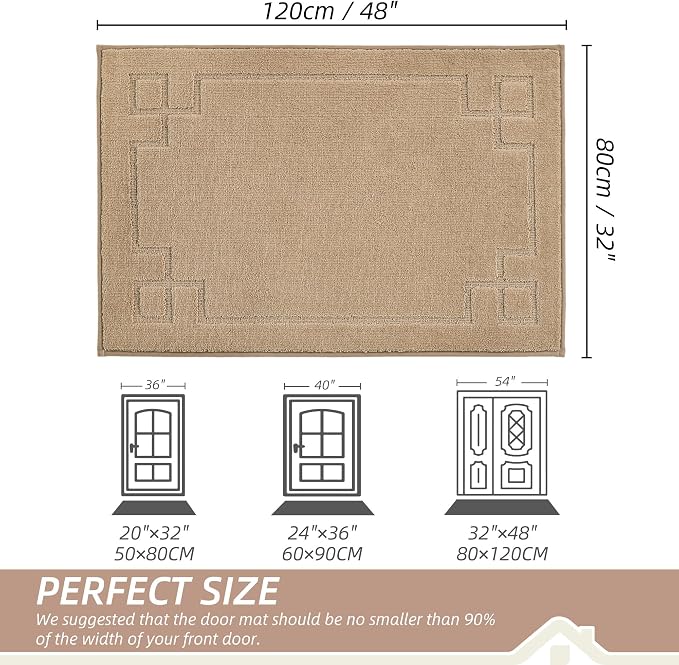 BEQHAUSE Door Mat 32" x 48", Non-Slip Door Mats Indoor Entryway Rugs Washable - Image 2