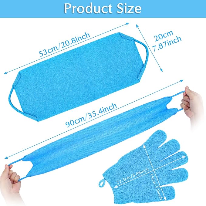 Anezus Exfoliating Back Scrubber Bath Gloves Set, Exfoliating Shower Towel - Image 6
