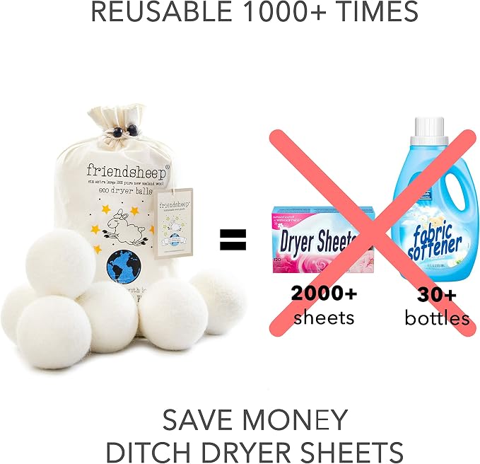 Friendsheep Wool Dryer Balls, Organic Reusable Fabric Softener Alternative - Image 2