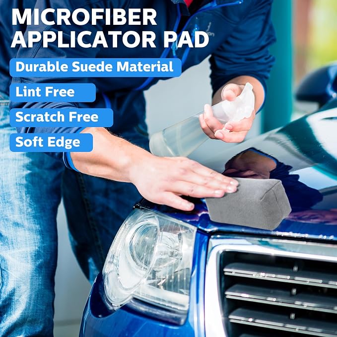 Riakrum 18 Pack Microfiber Applicator Pads Suede Car Detailing Sponge Ceramic - Image 3