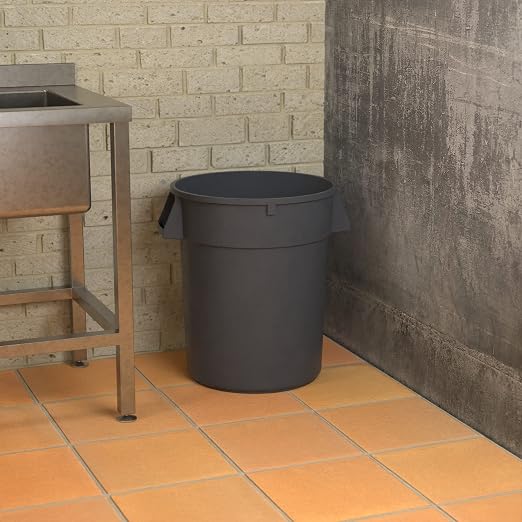 32 Gallon Gray Round Commercial Trash Can - Image 4