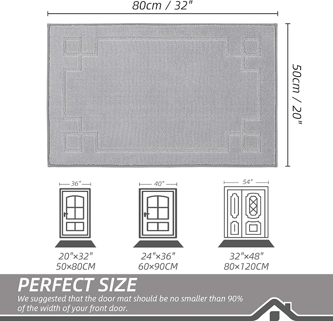BEQHAUSE Door Mat 20" x 32", Non-Slip Door Mats Indoor Entryway Rugs Washable - Image 2