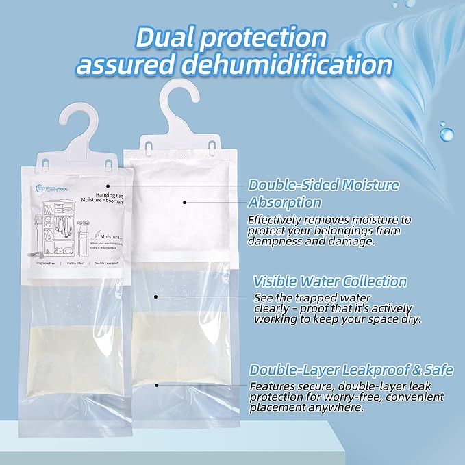 Moisture Absorber Hanging Bags 6 Pack - 7 oz Fragrance-Free Dehumidifier - Image 2