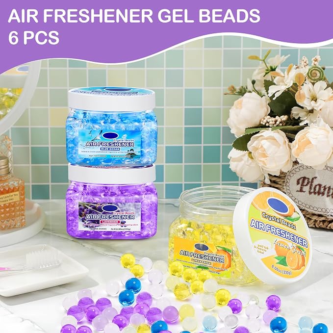 6 Pcs Air Freshener Gel Beads Bulk Odor Eliminator Beads Odor Removing Gel - Image 3