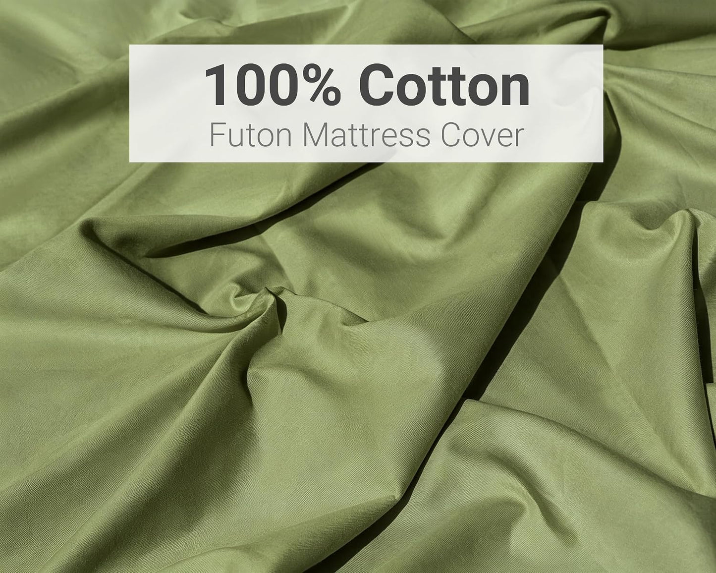 100% Cotton Futon Mattress Cover, Washable Japanese Floor Bed Protector with Zipper, Dust‑Proof Replacement Slipcover for Tatami Mat, Fits Up to 4-Inch Thick Mattresses, Full/Queen