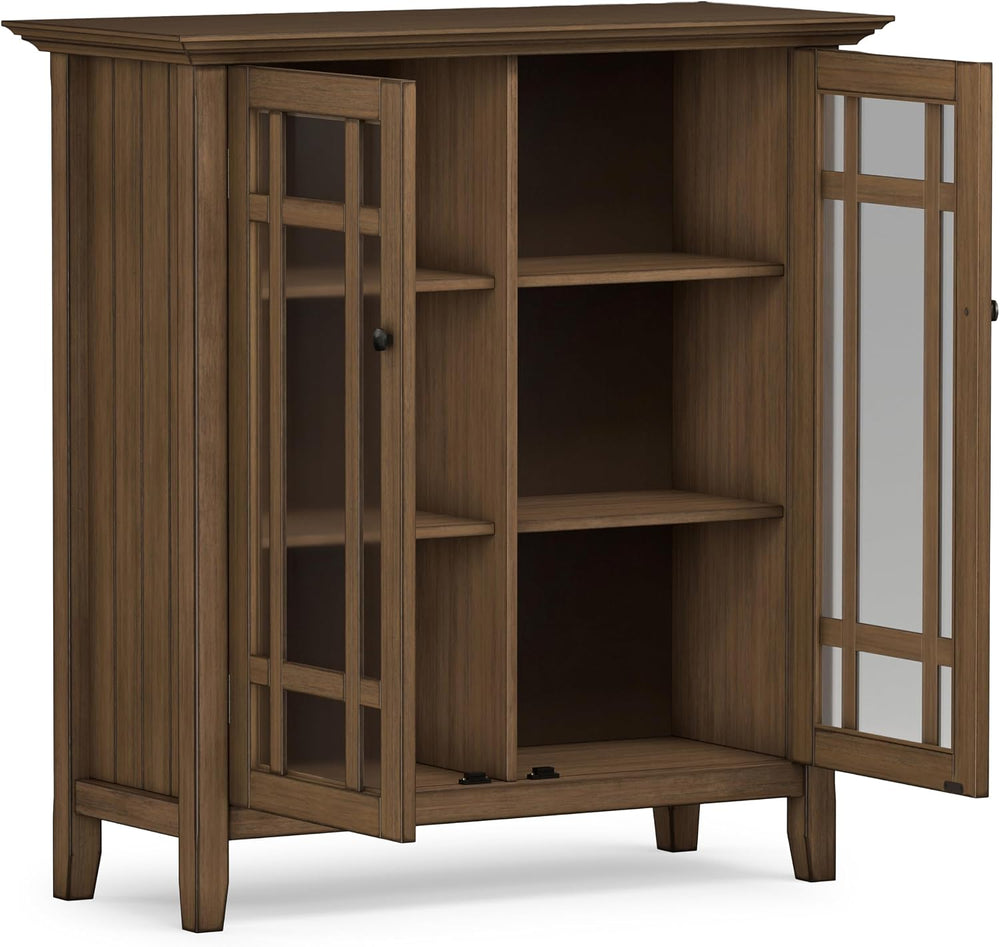 SIMPLIHOME Bedford 39" Solid Wood Cabinet in Rustic Natural Aged Brown