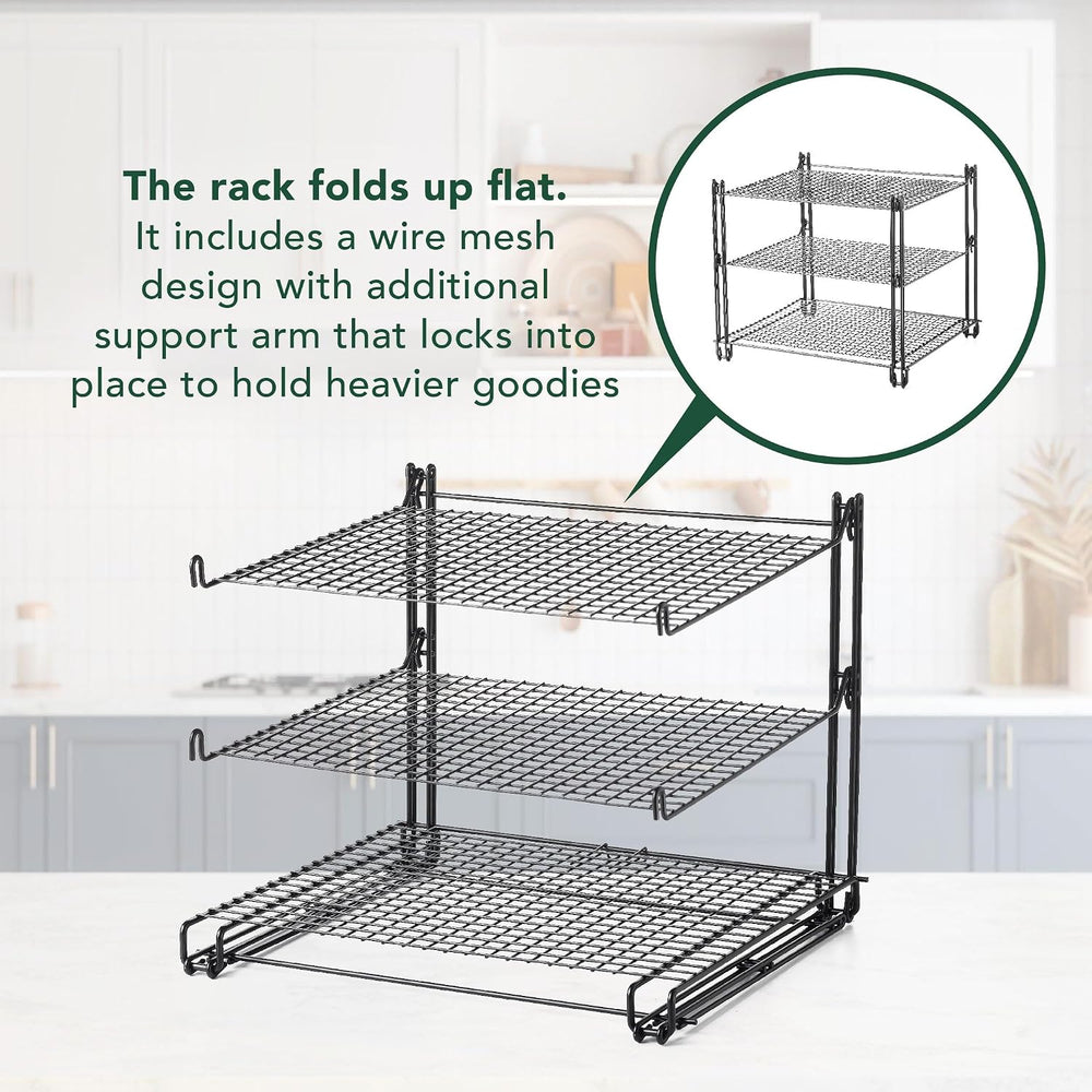 Nifty 3-Tier Cooling Rack – Non-Stick Coating, Wire Mesh Design, Dishwasher S...