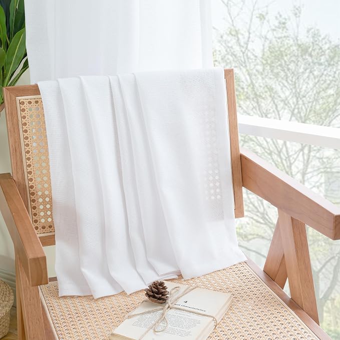 YoungsTex 84 Inch Length White Linen Curtains - Image 7