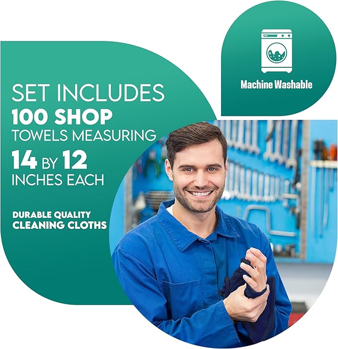 ZUPERIA Cotton Shop Towel – Multipurpose Cleaning Cloths Reusable Shop Rags - Image 6