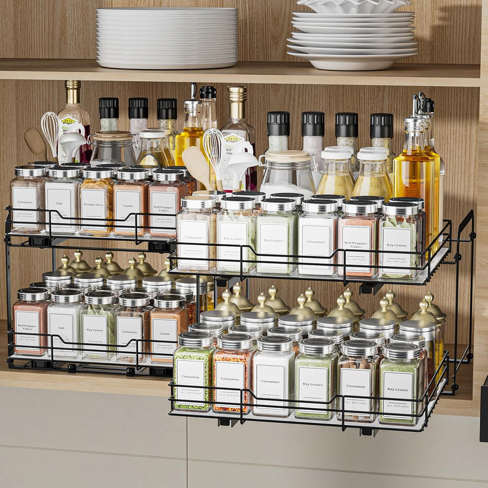 BOIVSHI 2-Tier Pull Out Spice Rack, Spice Rack Organizer, Pull Out Spice Rack...